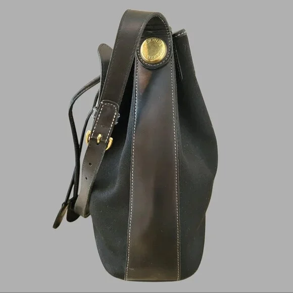 Vintage Dooney & Bourke Black Canvas Drawstring Tote | Made in USA - Picture 9 of 16